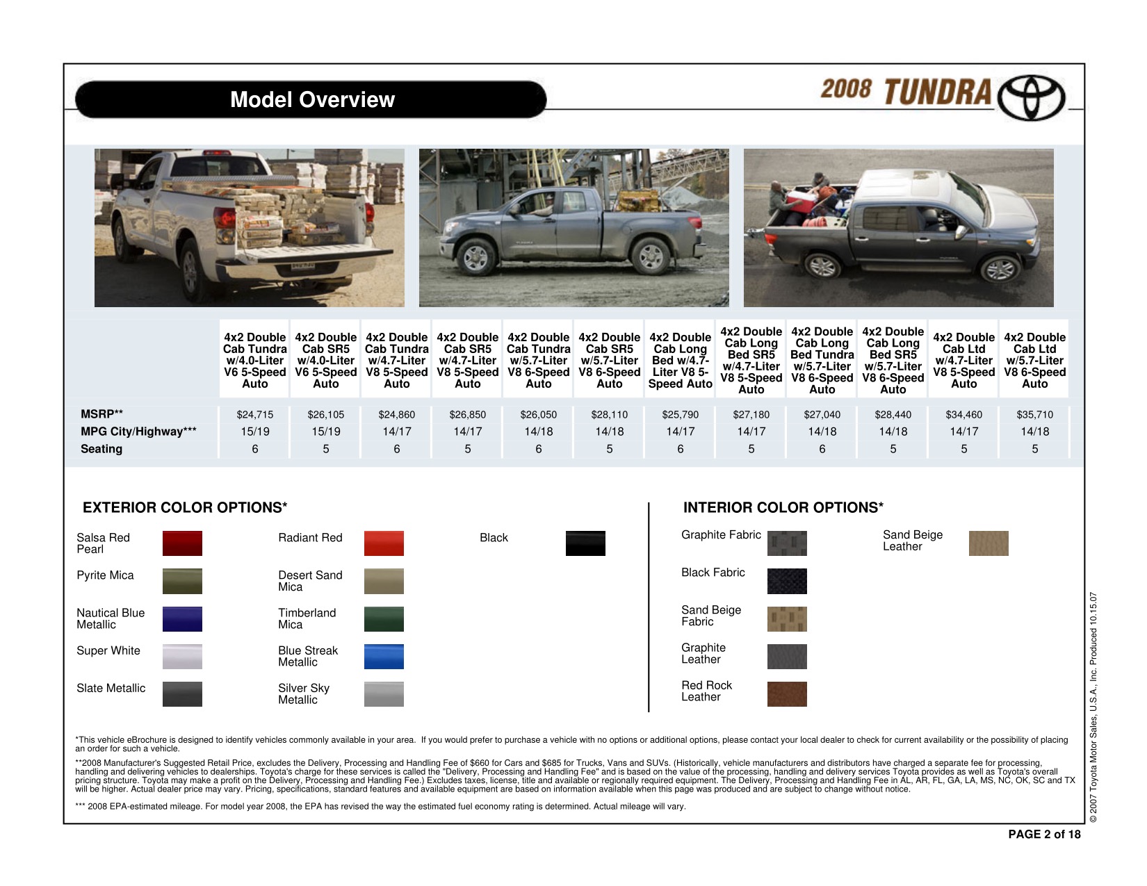 2008 Toyota Tundra RC 4x2 Brochure Page 17